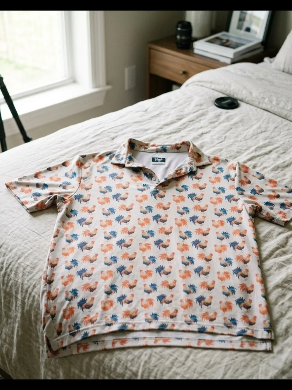 Waggle Golf Cocky Rooster Performance Polo Shirt | White | Men's 2XL - Picture 3 of 8